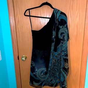 One shoulder paisley cocktail dress